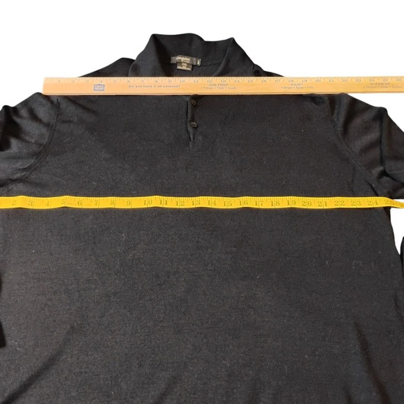 Giorgiolini Black 100% Wool Henley Collared Sweater, XXL - Picture 5 of 7